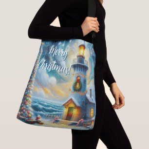Sac Ajustable Phare de Noël Arbre Nautique Bleu Côtier