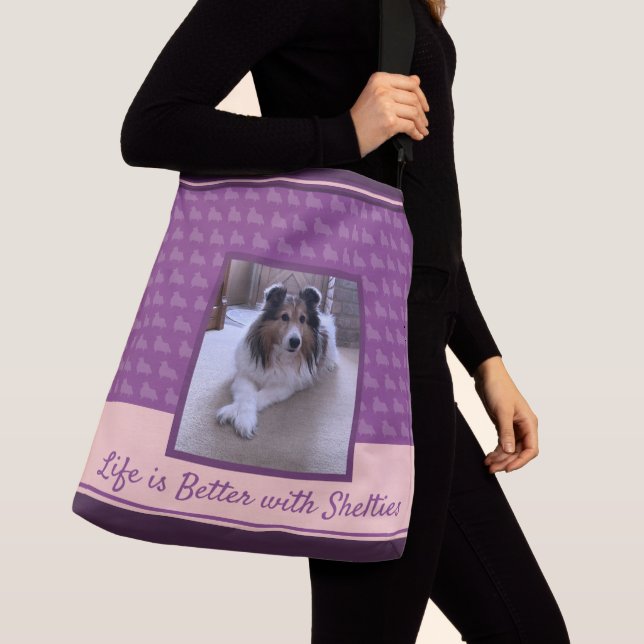 Sac Ajustable Photo Shetland Sheepdog sur Purple and Pink (De près)
