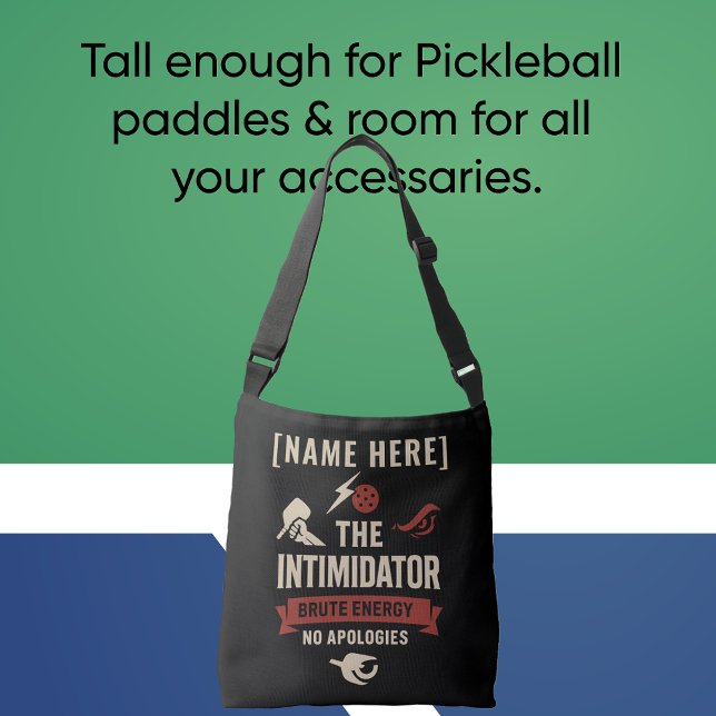 Sac Ajustable Pickleball Crossbody Bag Featuring Intimidator (PICKLEBALL PERSONALIZED NAME SHOULDER BAG)