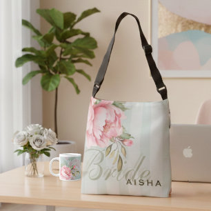 Sac Ajustable Pivoine Rose et Floral Vert Sauge