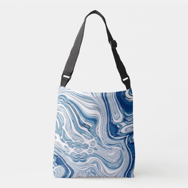 Sac Ajustable plage d'été vagues nautiques aquarelle bleu tourbi (Devant)