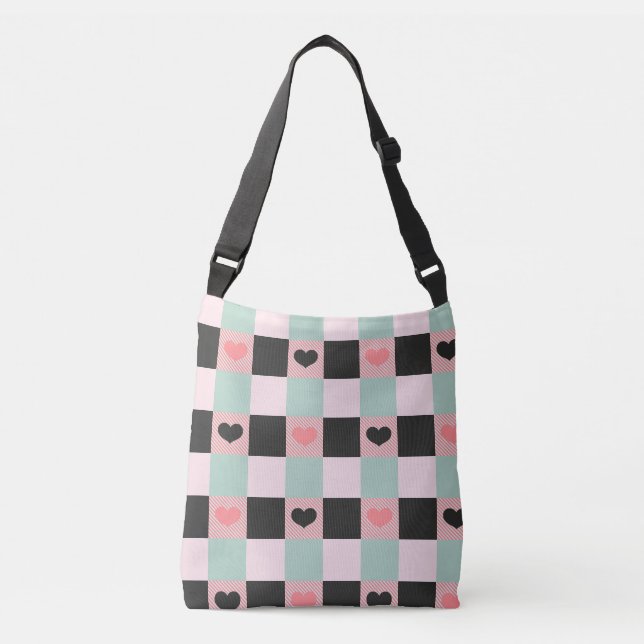 Sac Ajustable Plaid Coeur de bison à la menthe noire (Devant)