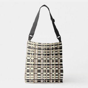 Sac Ajustable Plaid en Taupe, Tan, noir, blanc