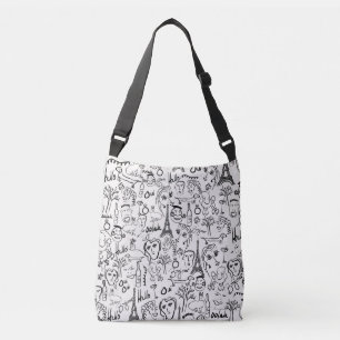 Sac Ajustable Plan de la scène Paris Rue Noir & Blanc