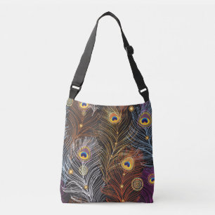 Sac Ajustable Plumes de paon doré : motif foncé.