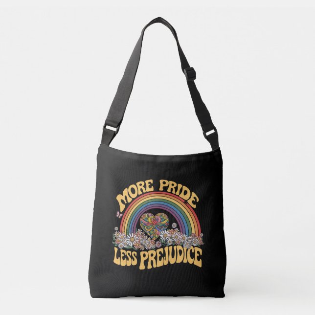 Sac Ajustable Plus de fierté Moins de préjugé Retro Rainbow Prid (Devant)