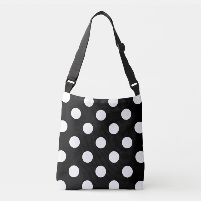 Sac Ajustable Point Polka blanc sur le Motif noir (Devant)