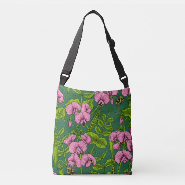 Sac Ajustable Pois doux et bourdons, vert et rose (Devant)