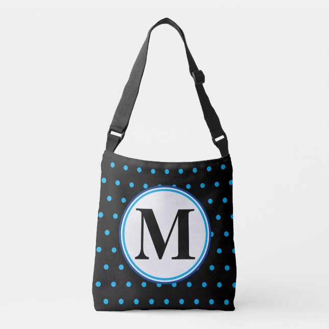 Sac Ajustable Pois Monogrammes Géométriques Bleus Noir (Devant)