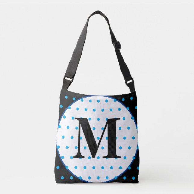 Sac Ajustable Pois Monogrammes Géométriques Bleus Noir (Devant)