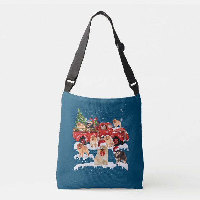 Sac Ajustable Pomeranian équitation Camion Rouge Noël Joyeux Noë (Devant)
