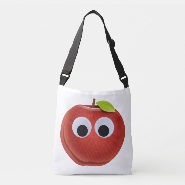 Sac Ajustable Pomme rouge drôle avec yeux de googly (Devant)