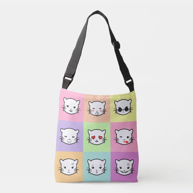 Sac Ajustable Pop Art Kawaii Cat Emoji (Devant)