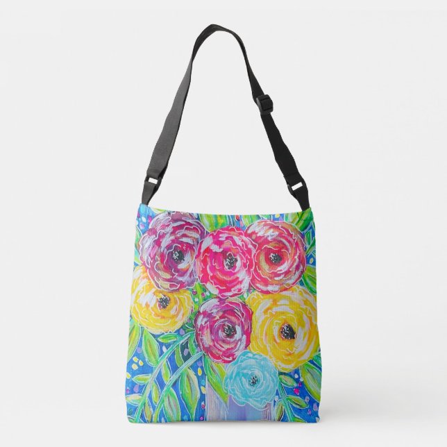 Sac Ajustable Pop of Petals - Bright Floral Fourre-tout Par J. A (Dos)