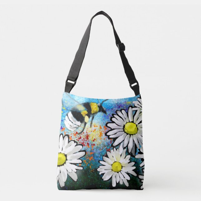Sac Ajustable Porte-sacs de carrosserie - Abeille et marguerites (Devant)