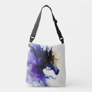 Sac Ajustable Portrait abstrait aquarelle cheval noir