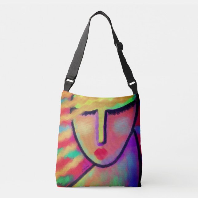 Sac Ajustable Portrait Abstrait coloré d'une femme (Devant)