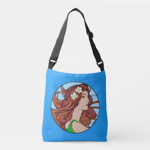 Sac Ajustable Portrait Art Nouveau d'une femme aux cheveux rouge