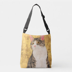 Sac Ajustable Portrait de chat blanc gris vintage