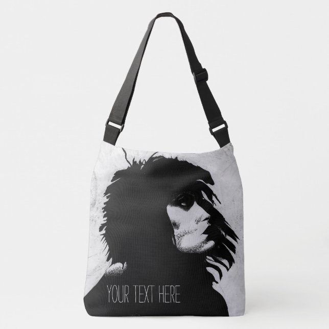 Sac Ajustable Portrait de déesse gothique Art original Noir Blan (Devant)