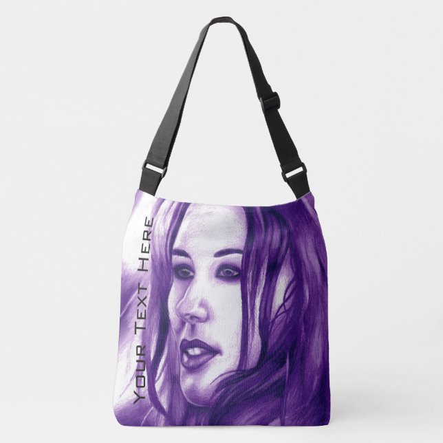 Sac Ajustable Portrait de femme pourpre Original Art (Devant)