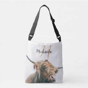 Sac Ajustable Portrait de vache Highland nom personnalisé monogr