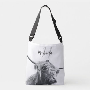 Sac Ajustable Portrait de vache Highland premier monogramme noir