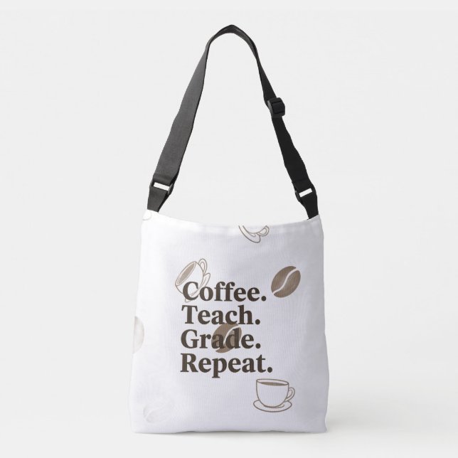 Sac Ajustable Poster de citation de l'enseignant minimal "Café.  (Devant)