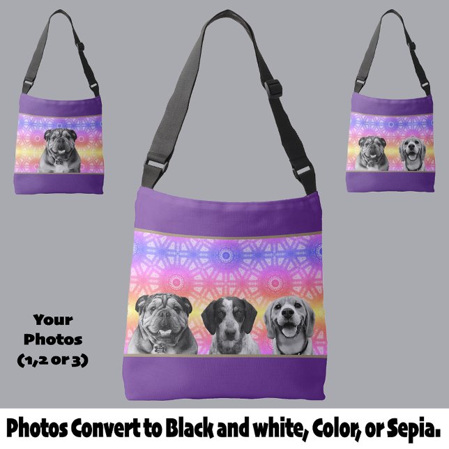 Sac Ajustable Pride Rainbow Pattern Black and White Dog Photo(s) (Créateur téléchargé)