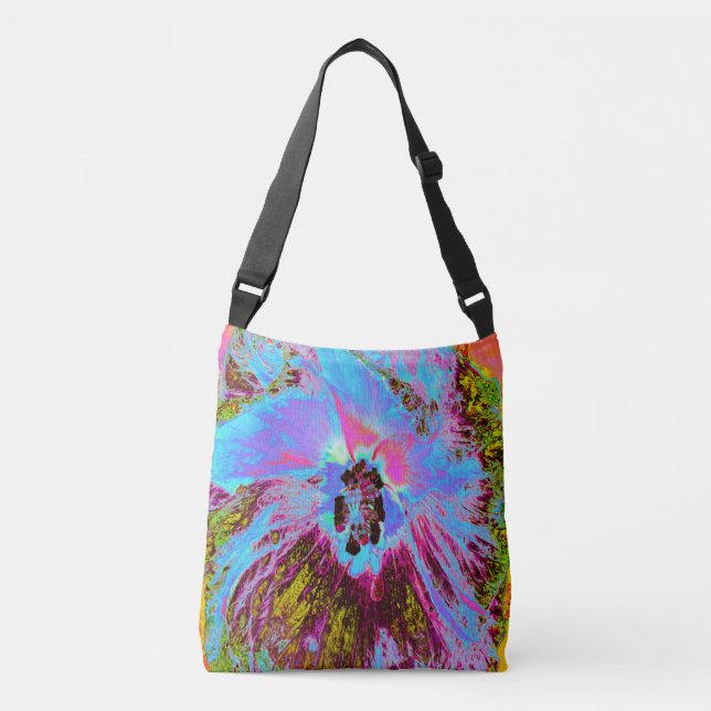 Sac Ajustable Psychédélique Corne Bleu et Magenta Hibiscus (Devant)