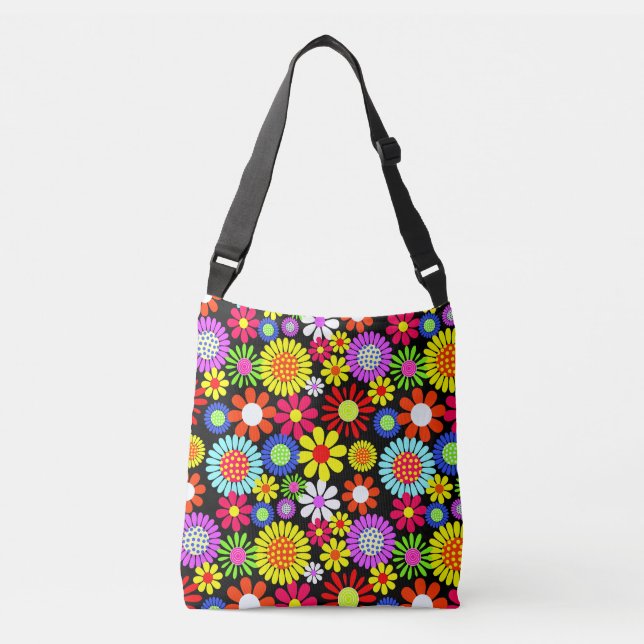 Sac Ajustable Puissance de fleur hippie de printemps rétro (Devant)