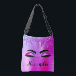 Sac Ajustable Purple Glitter Sparkle Eyelashes Monogram<br><div class="desc">Purple Faux Foil Parties scintillant d'étincelle métallique broyée Monogramme de métal brossé Nom et cils initiaux (cils),  Extensions d'oreillettes et sac d'yeux. Le design fait le cadeau parfait pour 16 ans,  mariage,  douche nuptiale,  anniversaire,  baby shower ou bachelorette pour quelqu'un à la recherche d'un style cool tendance.</div>