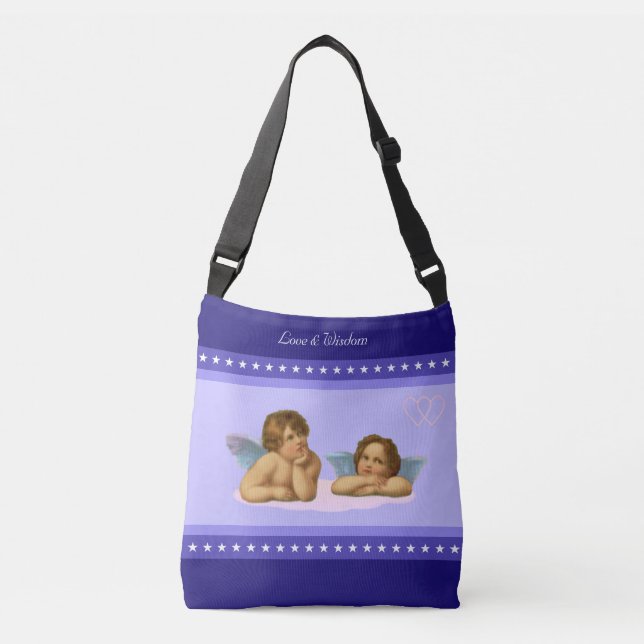 Sac Ajustable Raphaël Chérubins et Étoiles Élégants sur Tons Ble (Devant)