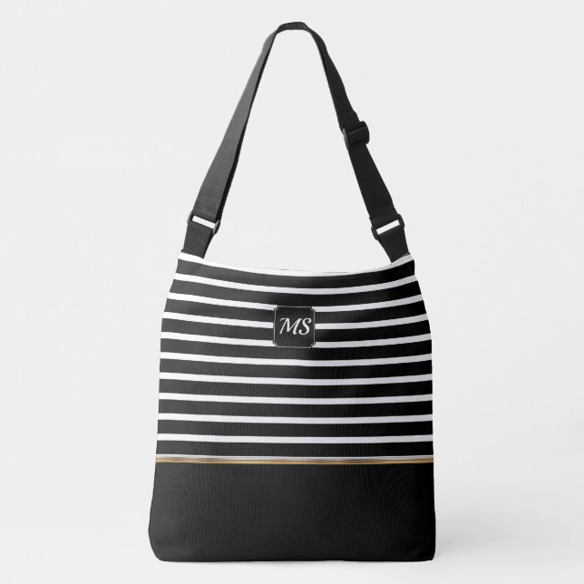 Sac Ajustable Rayé Noir et Blanc - Personnaliser (Devant)
