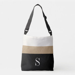 Sac Ajustable Rayure moderne d'or de noir de monogramme