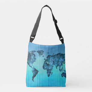 Sac Ajustable Rayures bleues au néon de la carte du monde