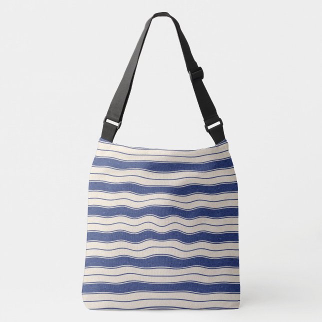 Sac Ajustable Rayures bleues et blanches ondulées (Devant)