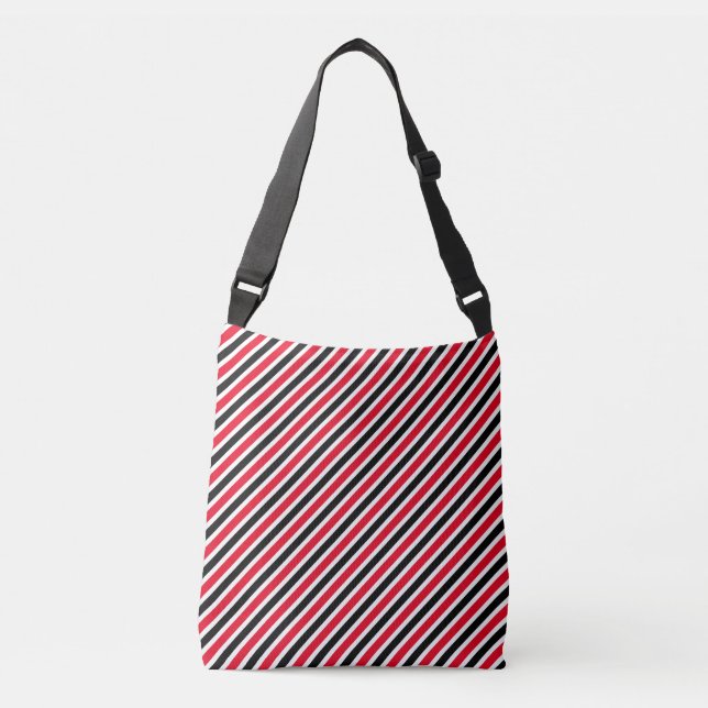 Sac Ajustable Rayures diagonales blanches et rouges noires (Devant)