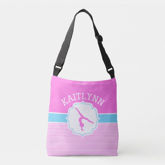 Sac Ajustable Rayures roses de gymnastique avec des bleus (Devant)