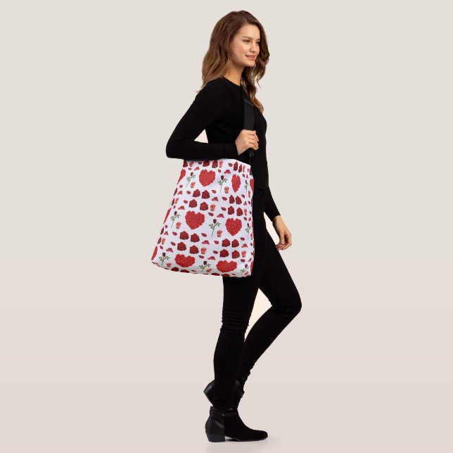 Sac Ajustable Red heart red flowers garden chic floral foliage (Sur le modèle)