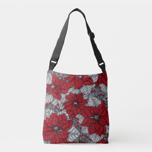 Sac Ajustable Red poinsettia and berries, Christmas design (Devant)
