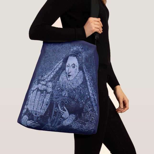 Sac Ajustable Reine Elizabeth I en imprimé bleu (De près)