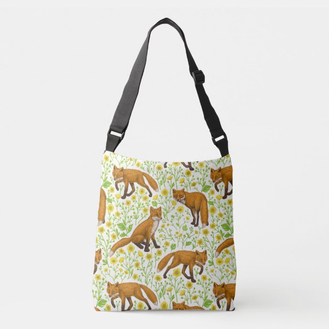 Sac Ajustable Renards et papillons sur le blanc naturel (Devant)