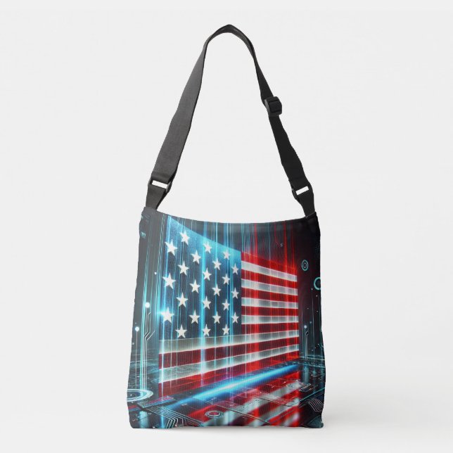 Sac Ajustable Rendu futuriste du drapeau américain (Devant)