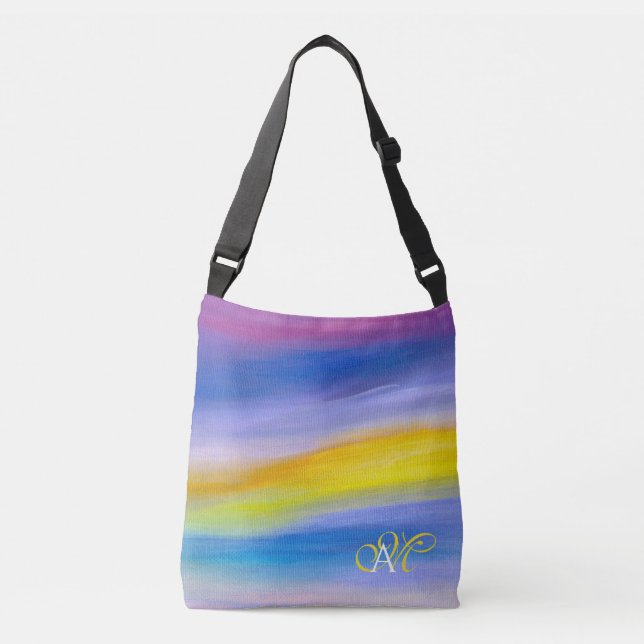 Sac Ajustable Résumé abstrait violet et rayon doré (Devant)