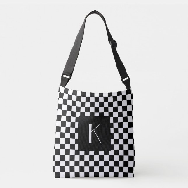 Sac Ajustable rétro damier avec votre monogramme (Devant)