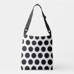 Sac Ajustable Rétro motif de pois blanc noir à la mode