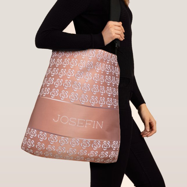 Sac Ajustable rétro motif floral de gradient. Nom (De près)