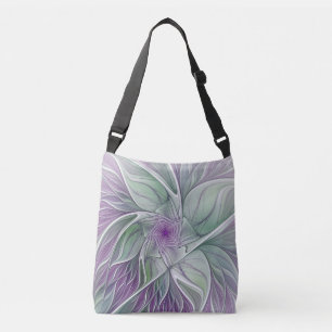 Sac Ajustable Rêve de fleurs, Abstrait violet vert Fractal Art