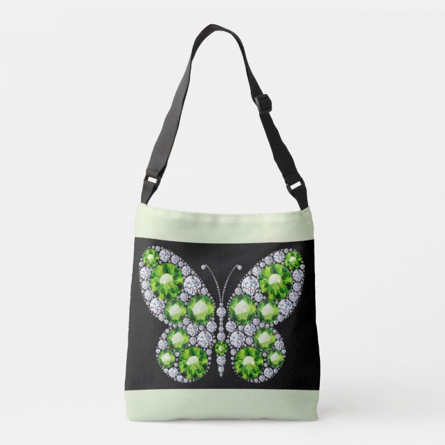 Sac Ajustable Rhinestone émeraude verte et papillon diamant (Dos)